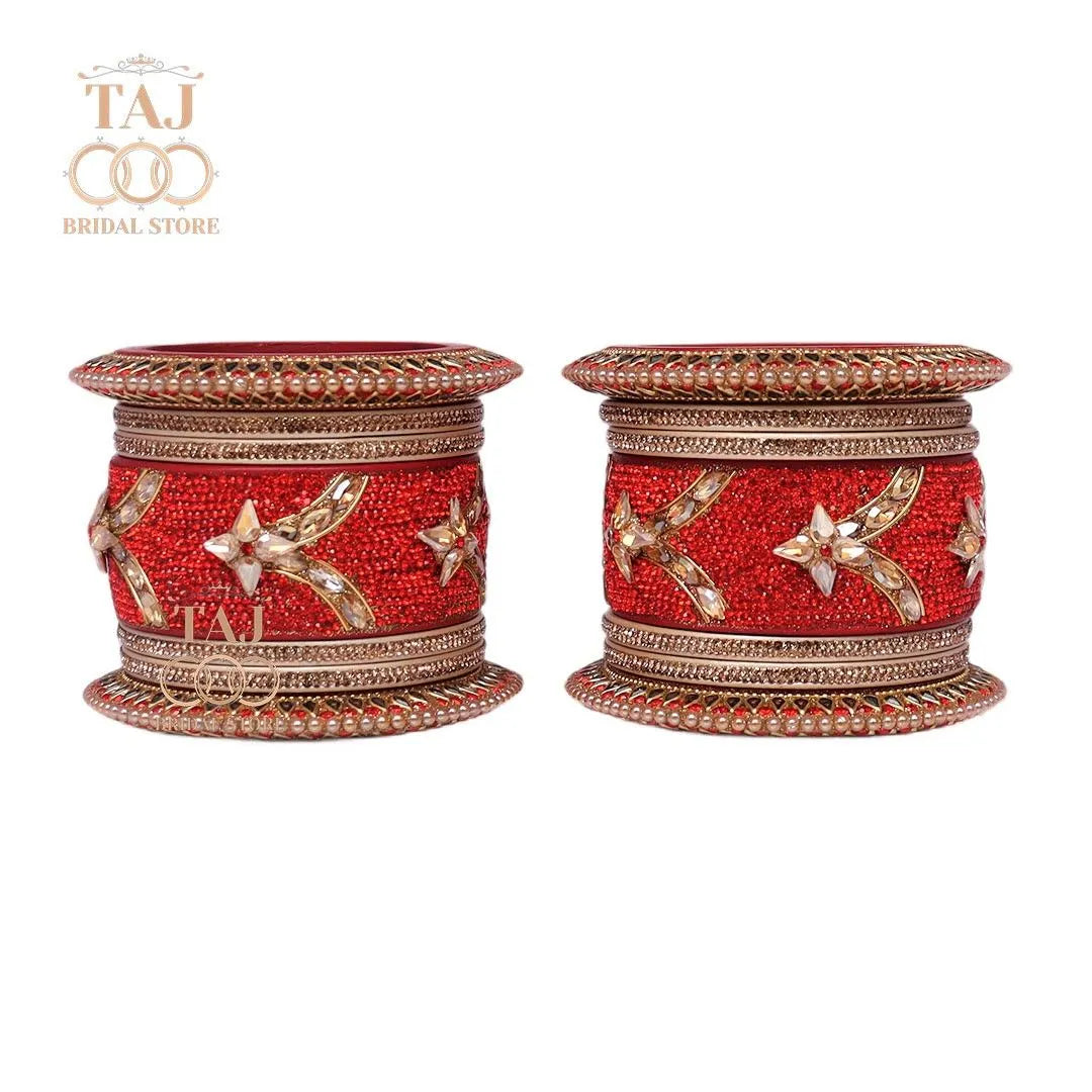 Lac Bangles for Bride with Best Kundan Work (Pack of 14) Taj Bridal Store