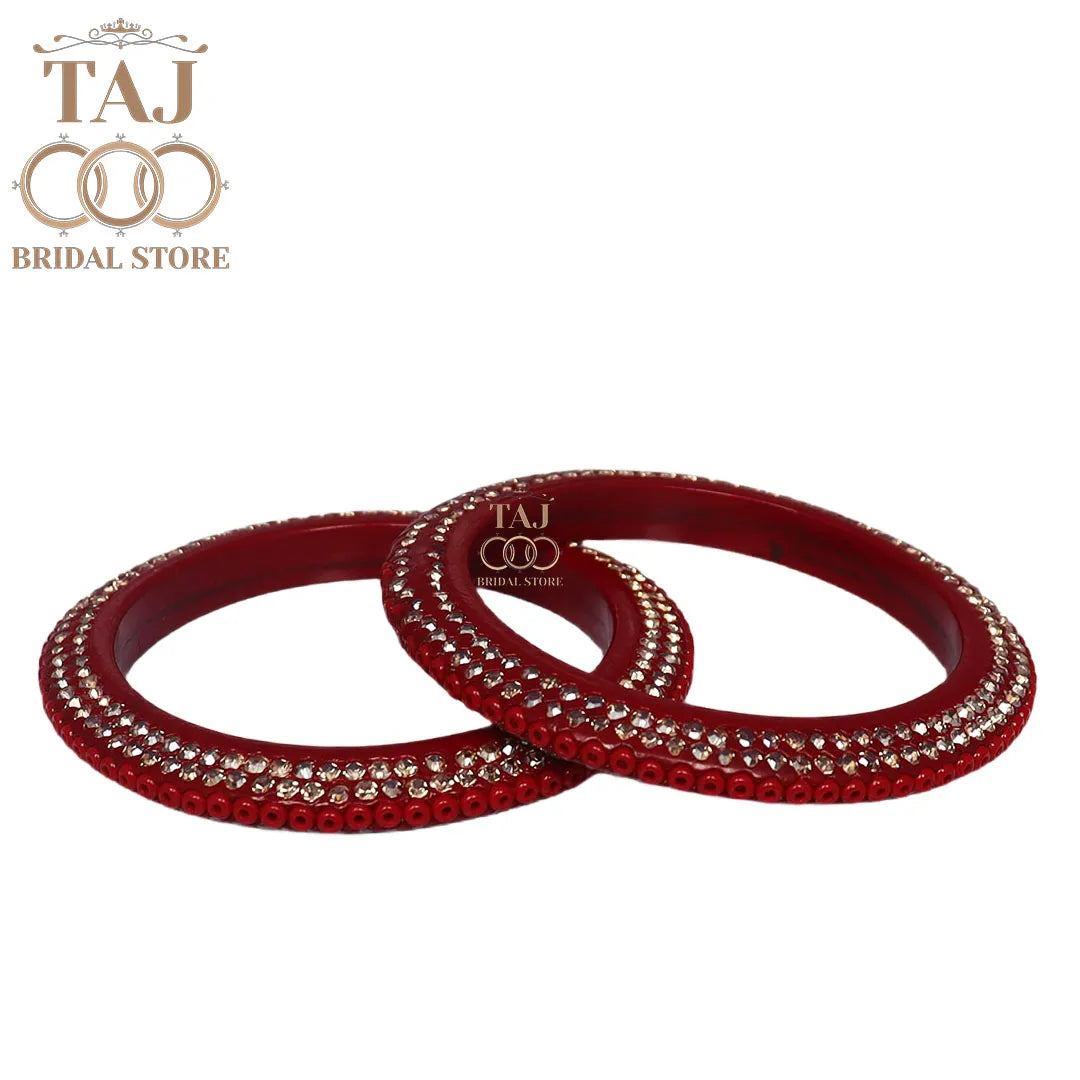 Jaipuri Lac Bangadi in Beautiful Stone Work (Pack of 2) Taj Bridal Store