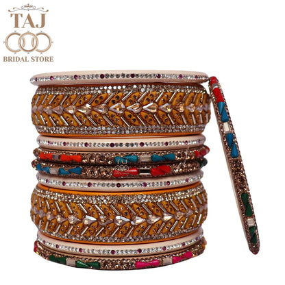Women Lac Short Bangles Set With Latest Kundan Rhinestones Design