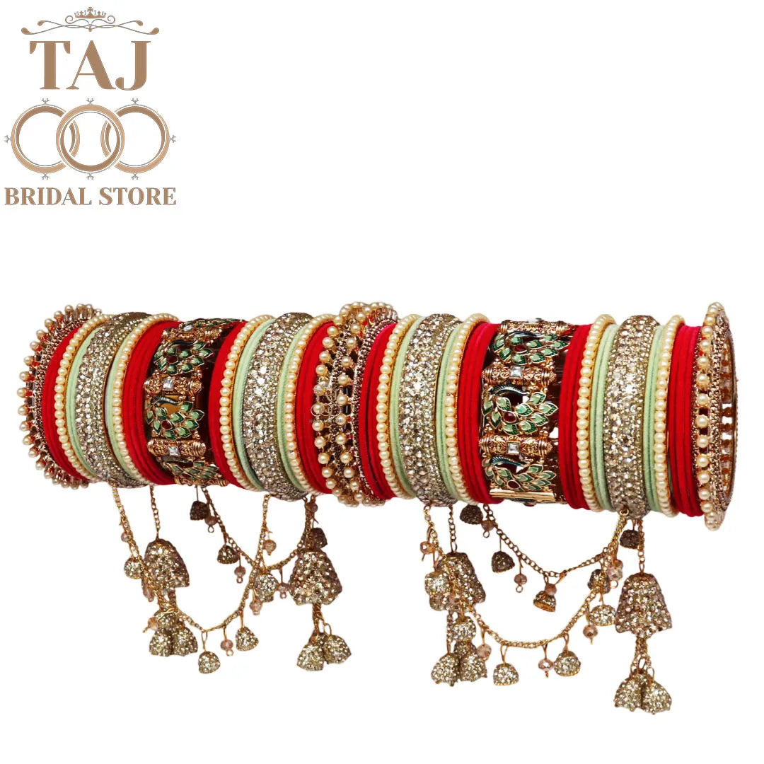 Latest Rajwadi Wedding Bangles Set With New Peacock and Latkan Design