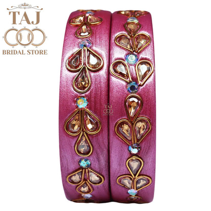 Designer Lac Kada Bangles with Exquisite Kundan Work (Set of 2)