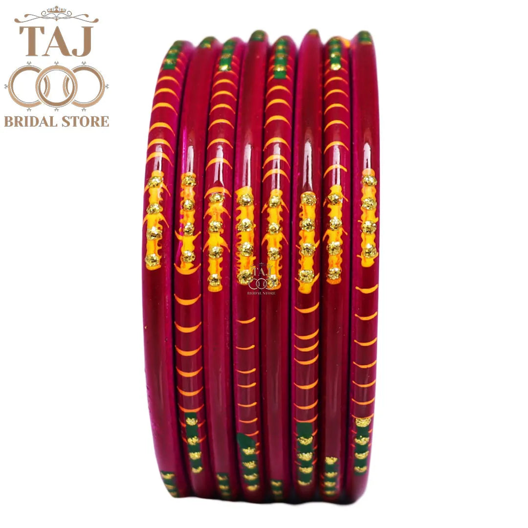 Rajasthani Plain Lac Bangles with Beautiful Handpaint Design