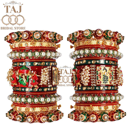 Rajwadi Bangles Set for Bride With New Doli and Peacock Design