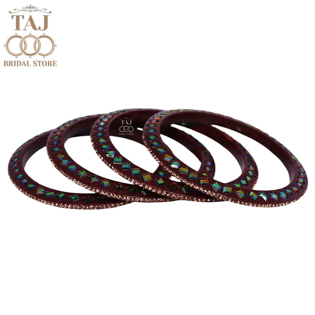 Rajasthani Fancy Lac Kada Bangles in Latest Kundan Rhinestones Design