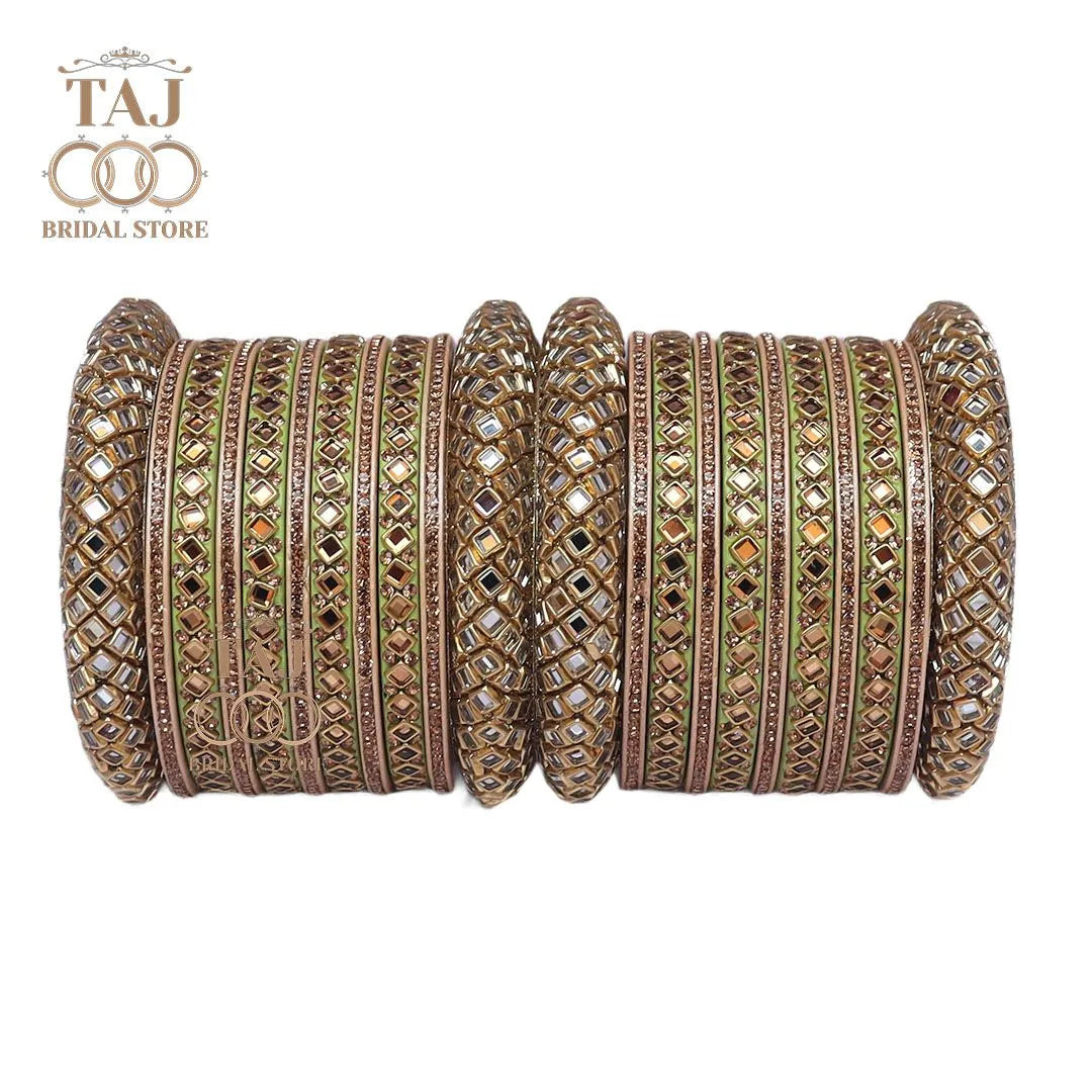 Lac Bangles for Bride with Beautiful Kundan Design Taj Bridal Store