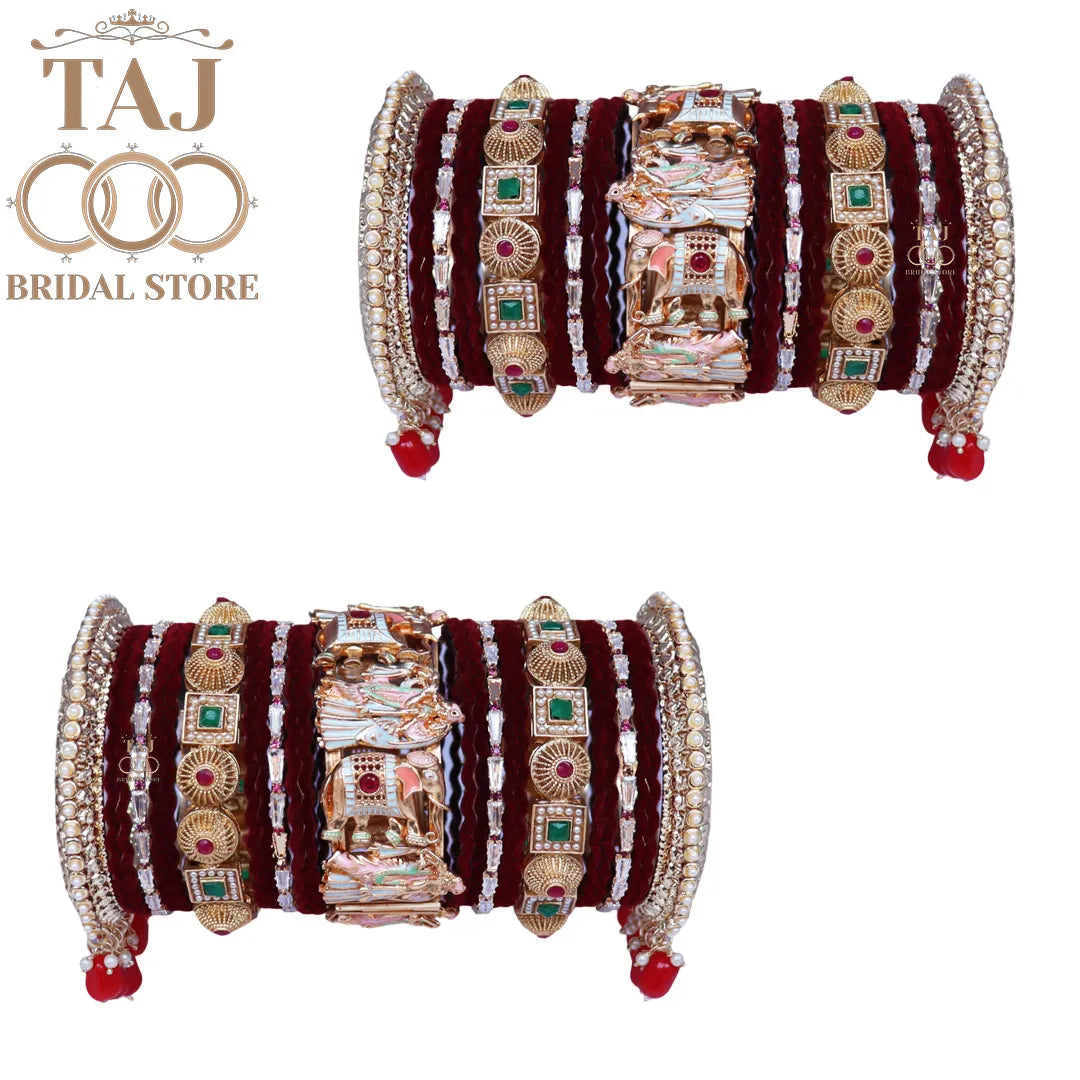 Wedding Bangles Set With Beautiful Radha Krishna Design Kada