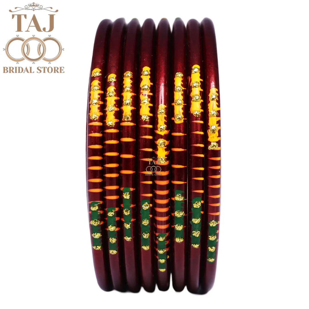 Rajasthani Plain Lac Bangles with Beautiful Handpaint Design