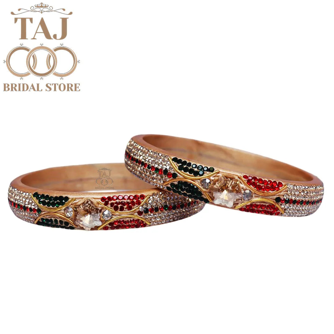 Handmade Rajasthani Kada Featuring Dazzling Rhinestones (Set of 2)