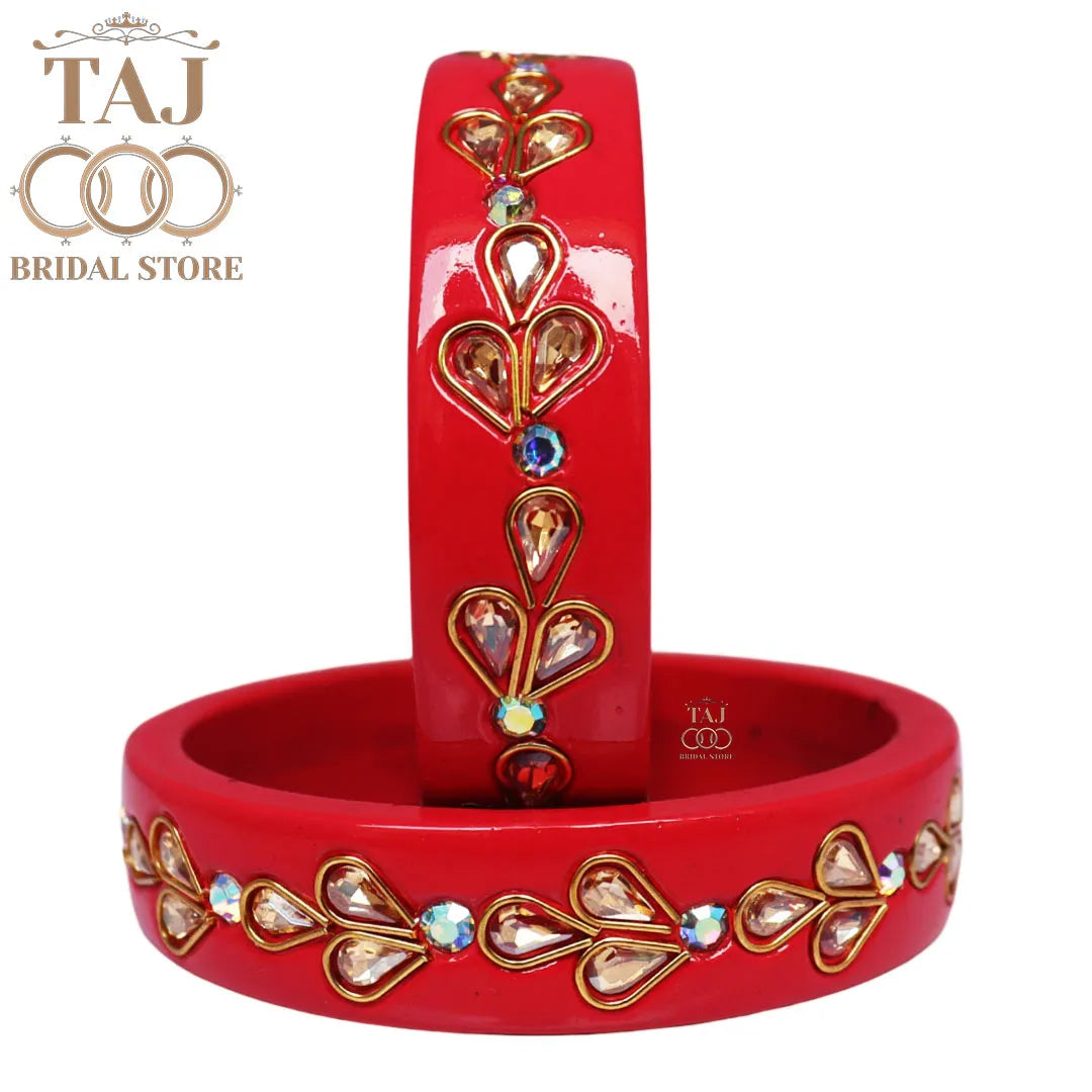 Designer Lac Kada Bangles with Exquisite Kundan Work (Set of 2)