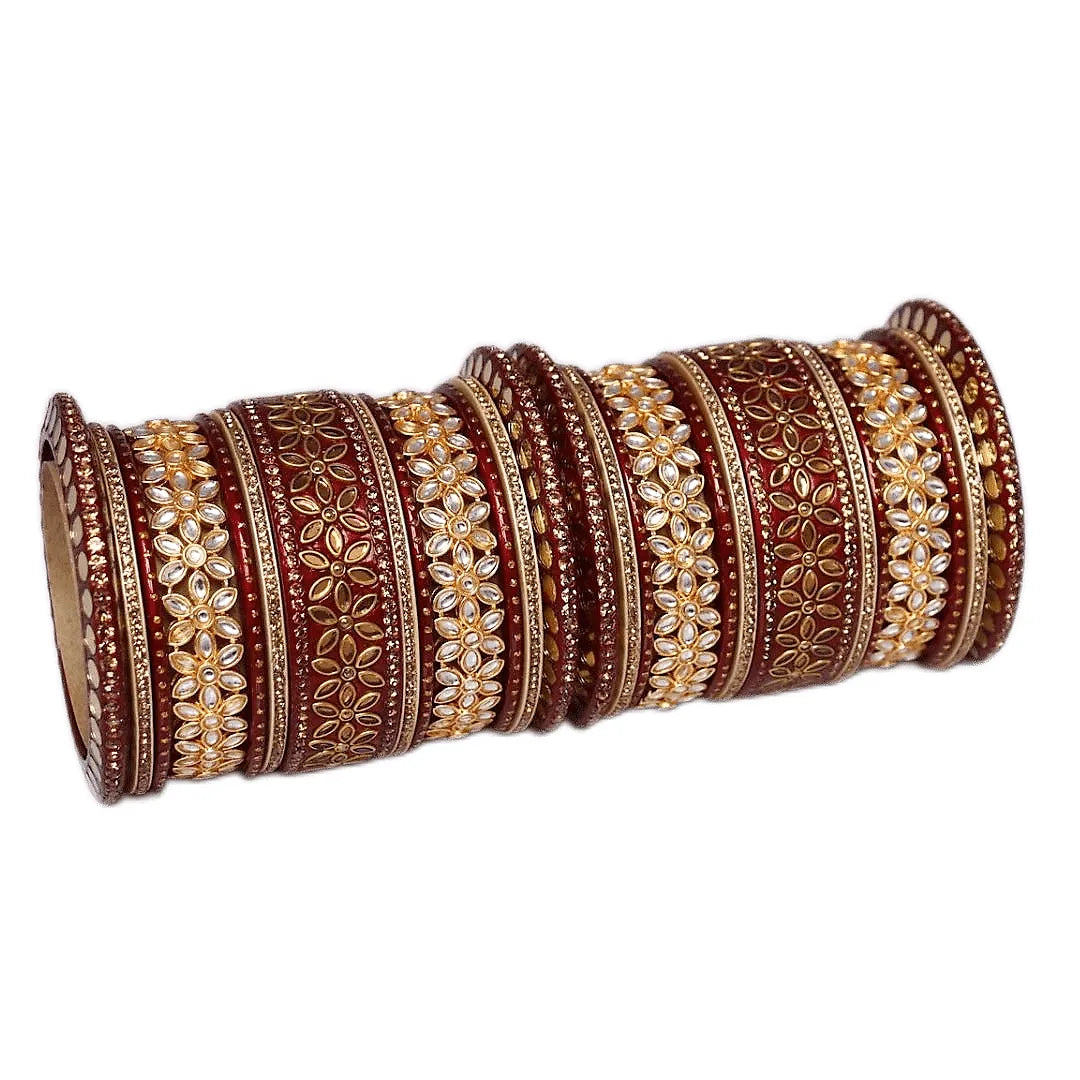 Lac Bangles with Beautiful Kundan Flower Design Taj Bridal Store