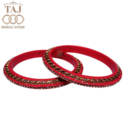 Traditional Kundan Lac Bangadi Bangles (Pack of 2)