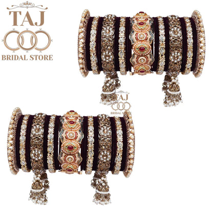 Rajwadi Style Bridal Bangles With Beautiful Antique Design Metal Kada