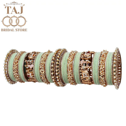 Elegant Wedding Bangle Set with Dulha-Dulhan & Elephant Motifs