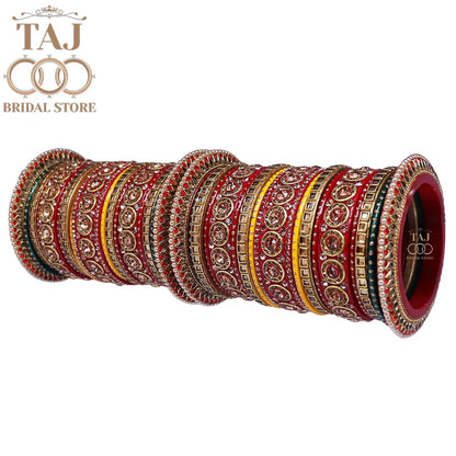 Traditional Rajasthani Lac Bangles Set With Beautiful Kundan Design