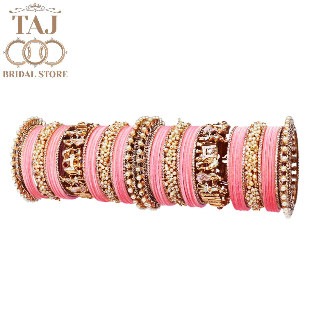 Elegant Wedding Bangle Set with Dulha-Dulhan & Elephant Motifs