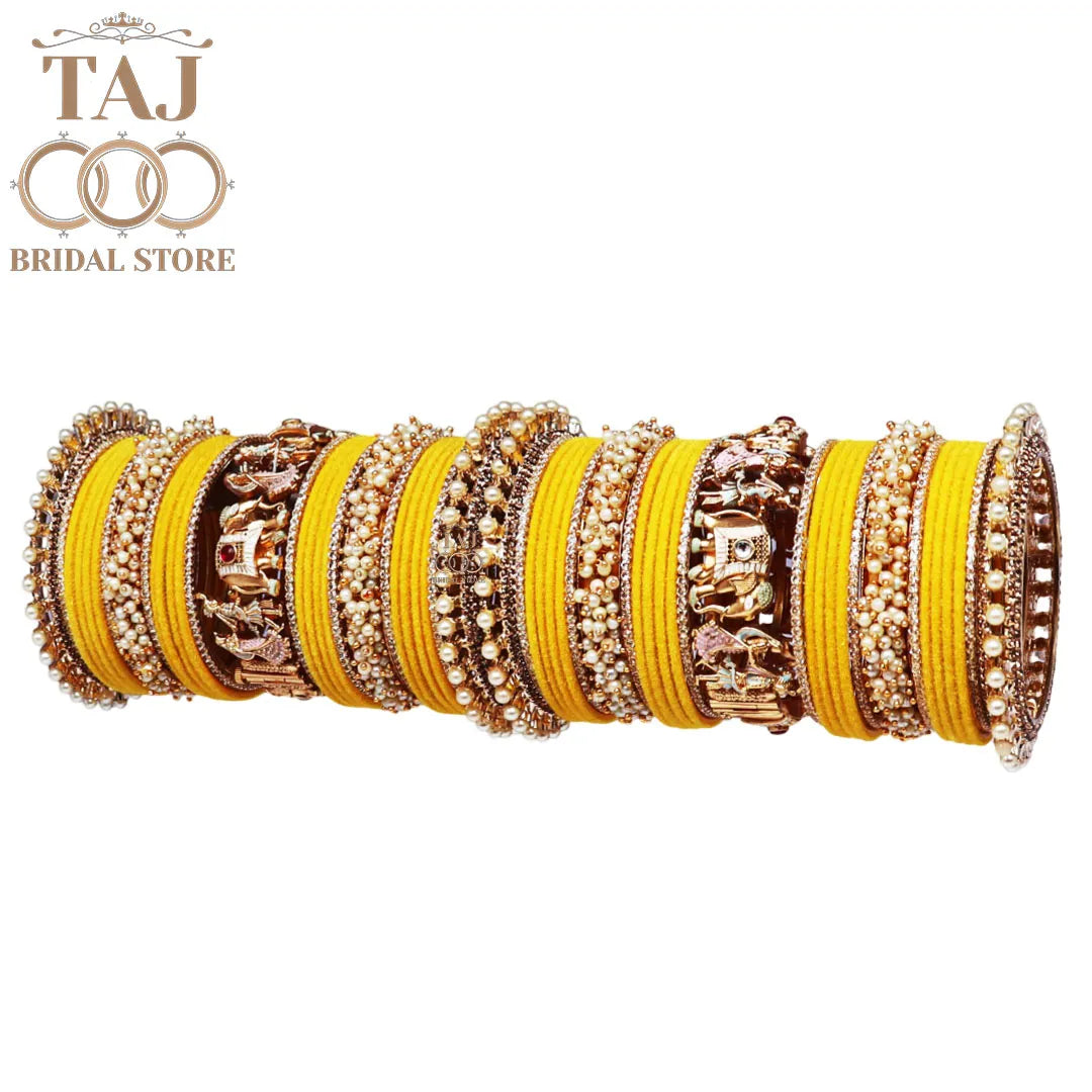 Elegant Wedding Bangle Set with Dulha-Dulhan & Elephant Motifs