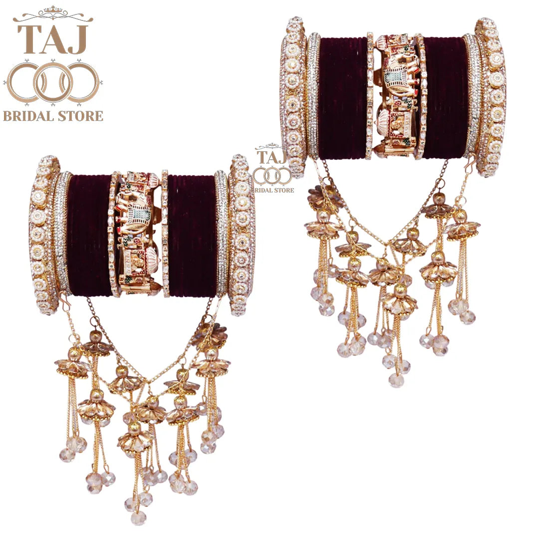 Rajwadi Wedding Bangle Set with Doli-Elephant and Twinkling Latkan