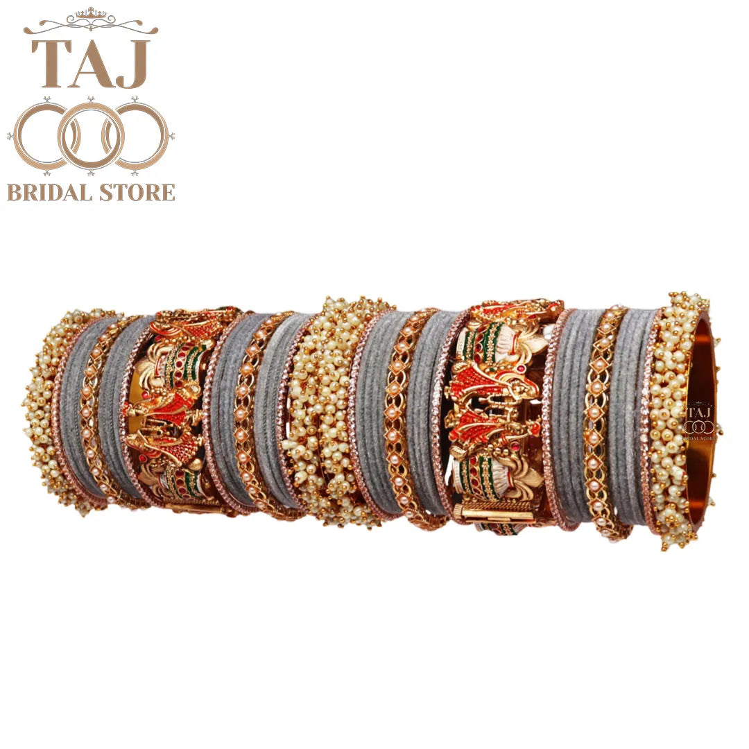 Wedding Bangle Set with Dulha-Dulhan Kada – Taj Bridal Store