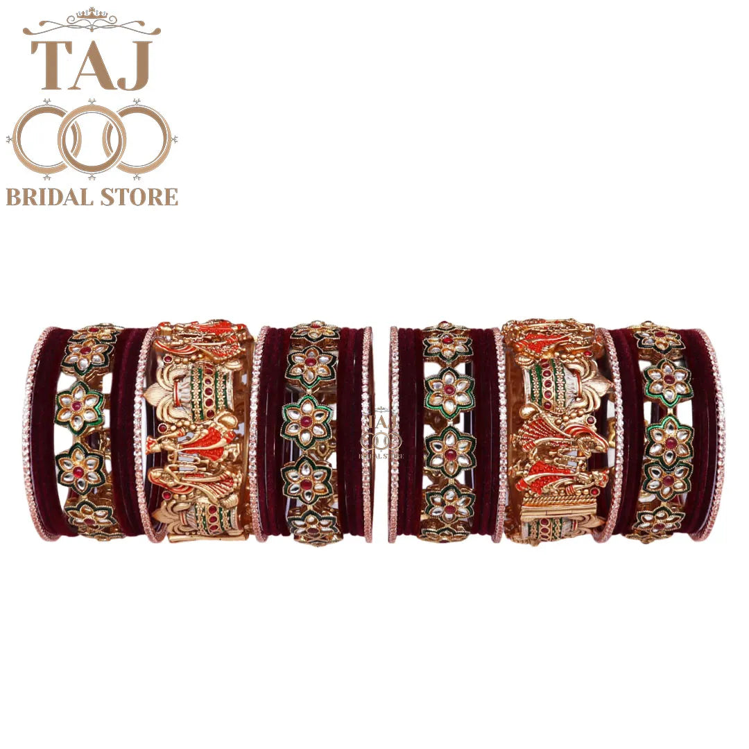 Most Tranding Wedding Bangles Set With Beautiful Dulha Dulhan Design Kada