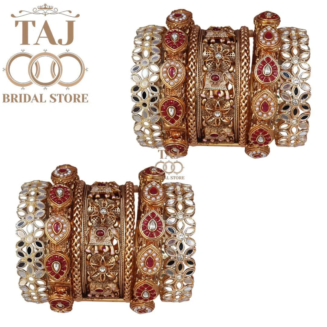 Designer Wedding Bangles Set With Beautiful New Elephant Design Kada