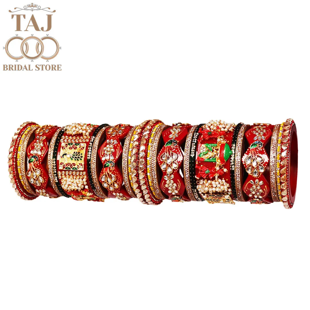 Luxurious Designer Lac Bangles Set with Latest Peacock and Doli Design