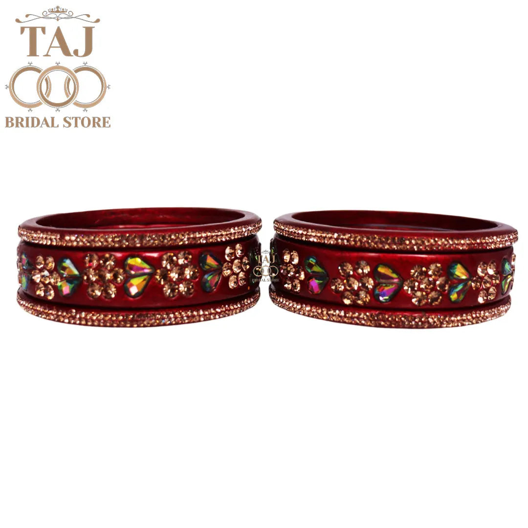 Rajasthani Short Lac Bangles Set in Latest Kundan & Rhinestons Design