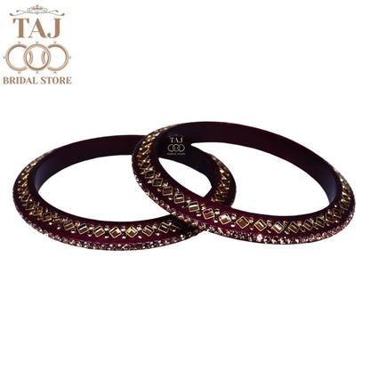 Traditional Kundan Lac Bangadi Bangles (Pack of 2)