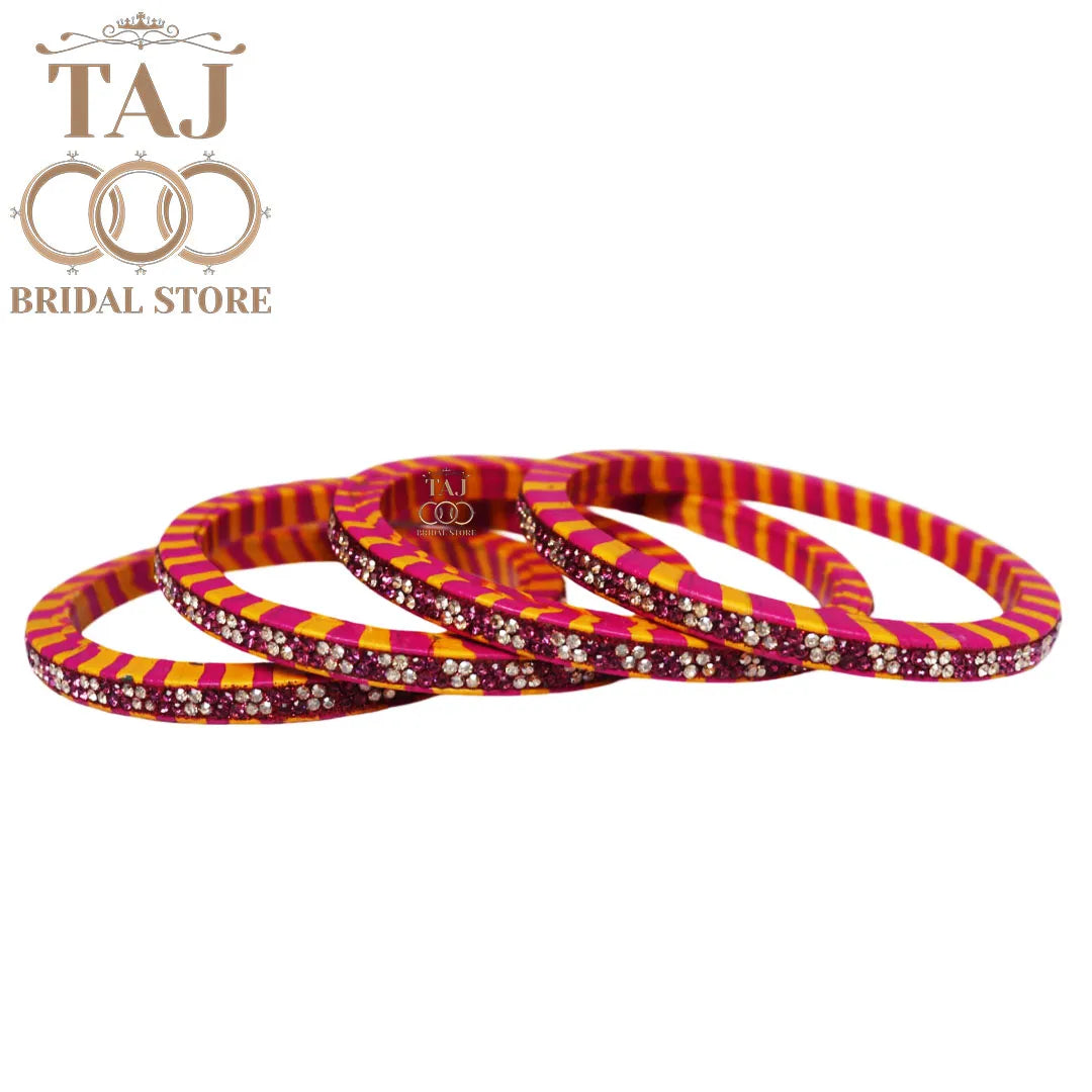 Rajasthani Lac Lehriya Kada Bangles (Set of 4)