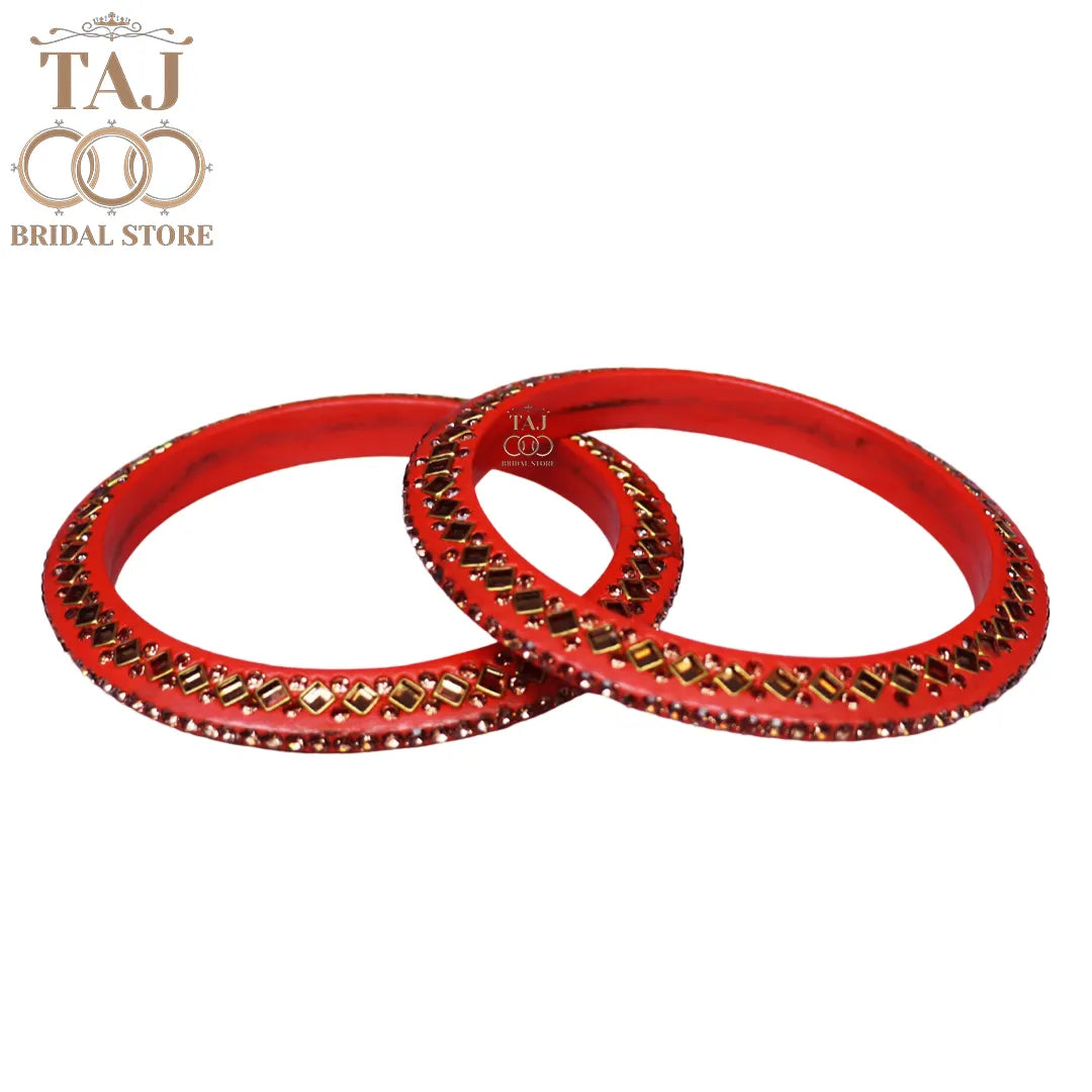 Traditional Kundan Lac Bangadi Bangles (Pack of 2)