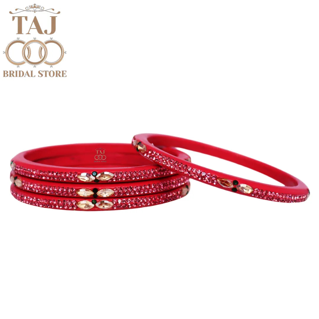 Kundan Lac Bangles with Beautiful Kundan and Rhinestones Design