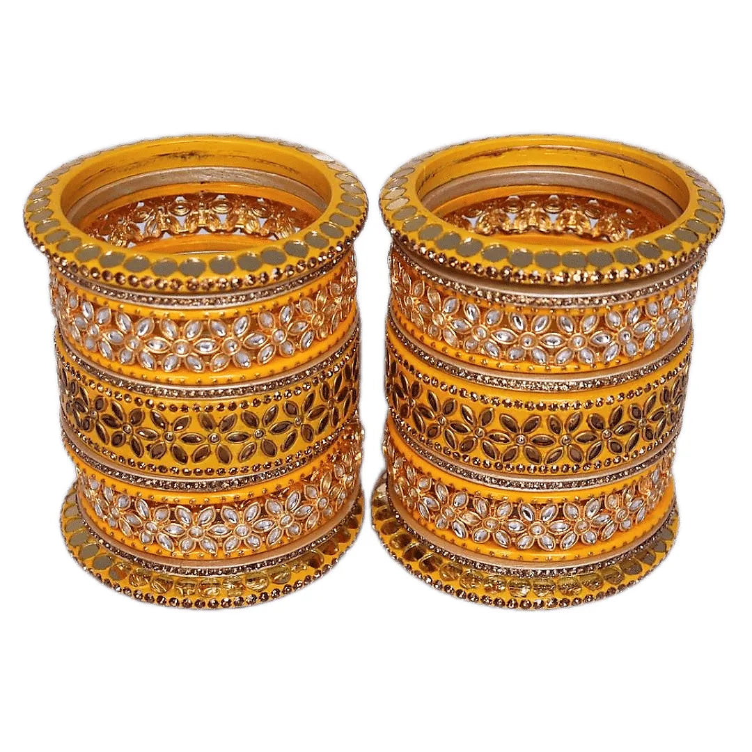 Lac Bangles with Beautiful Kundan Flower Design Taj Bridal Store