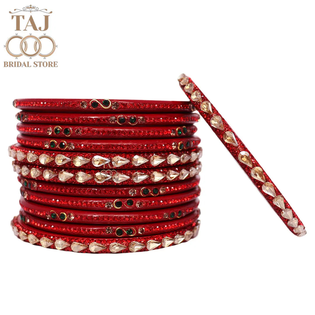 Rajasthani Short Lac Bangles Set With New Kundan Design