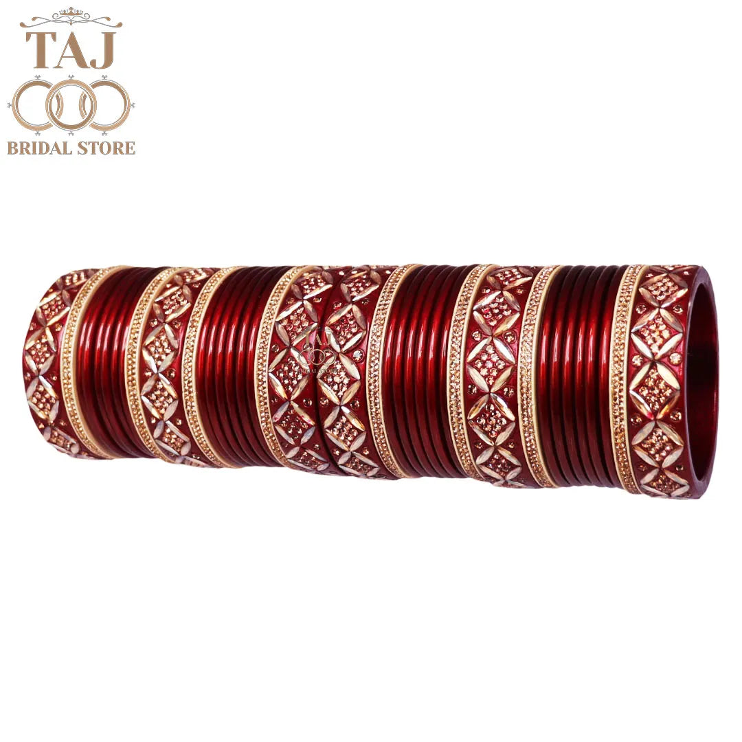 Premium Lac Bridal Bangles Set in Latest Kundan and Rhinestones Design