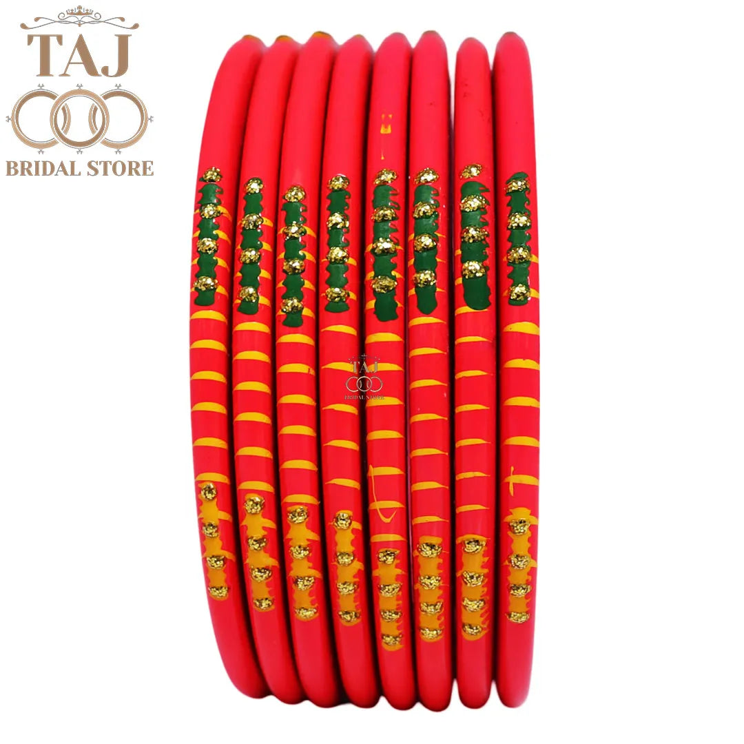 Rajasthani Plain Lac Bangles with Beautiful Handpaint Design