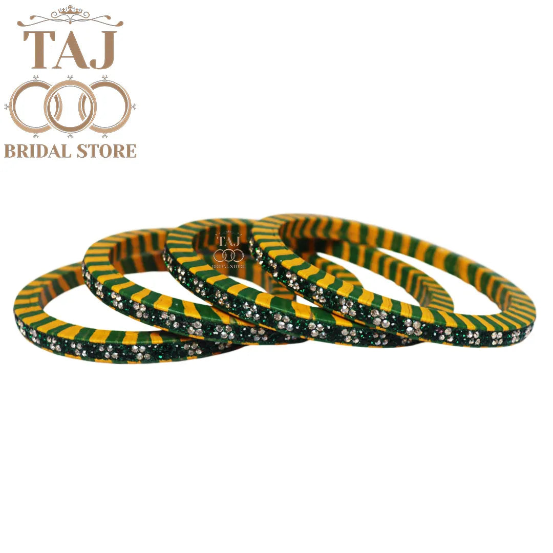 Rajasthani Lac Lehriya Kada Bangles (Set of 4)