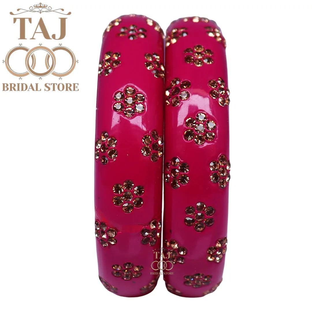 Lac Kada Set with Beautiful Flower Design (Pack of 2)