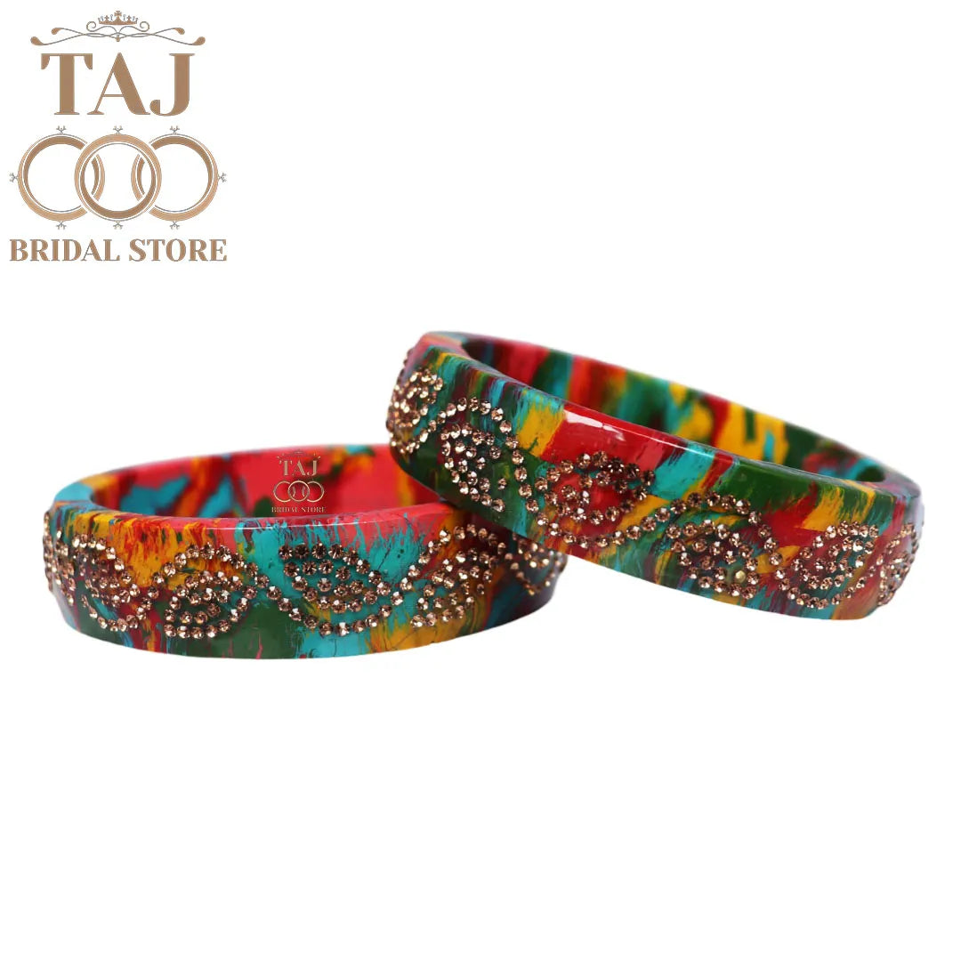 Rajasthani Multicolor Designer Lac Bangles (Set of 2)