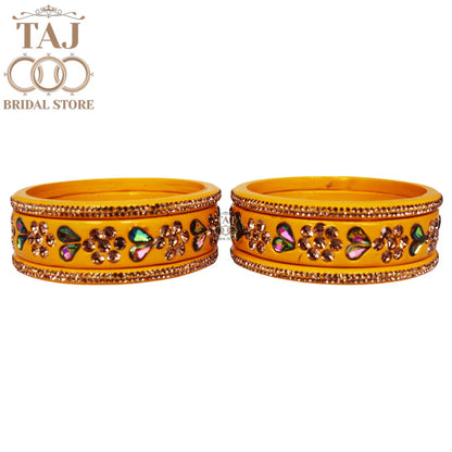 Rajasthani Short Lac Bangles Set in Latest Kundan & Rhinestons Design