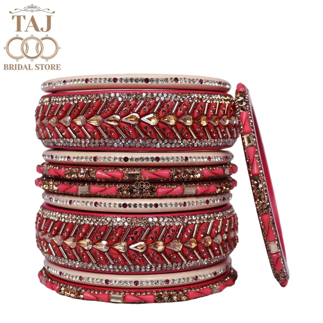 Women Lac Short Bangles Set With Latest Kundan Rhinestones Design