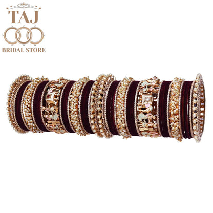 Elegant Wedding Bangle Set with Dulha-Dulhan & Elephant Motifs