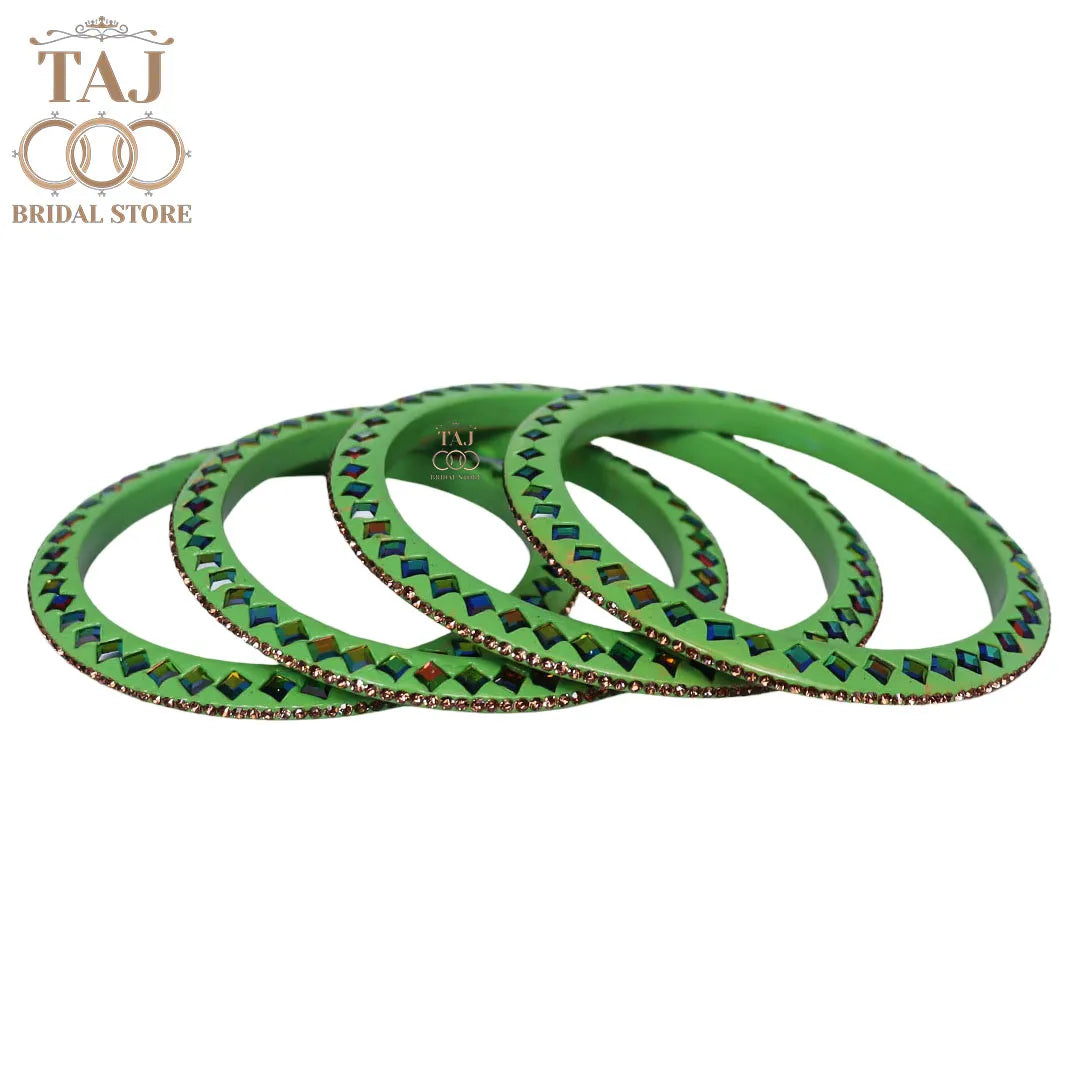 Rajasthani Fancy Lac Kada Bangles in Latest Kundan Rhinestones Design