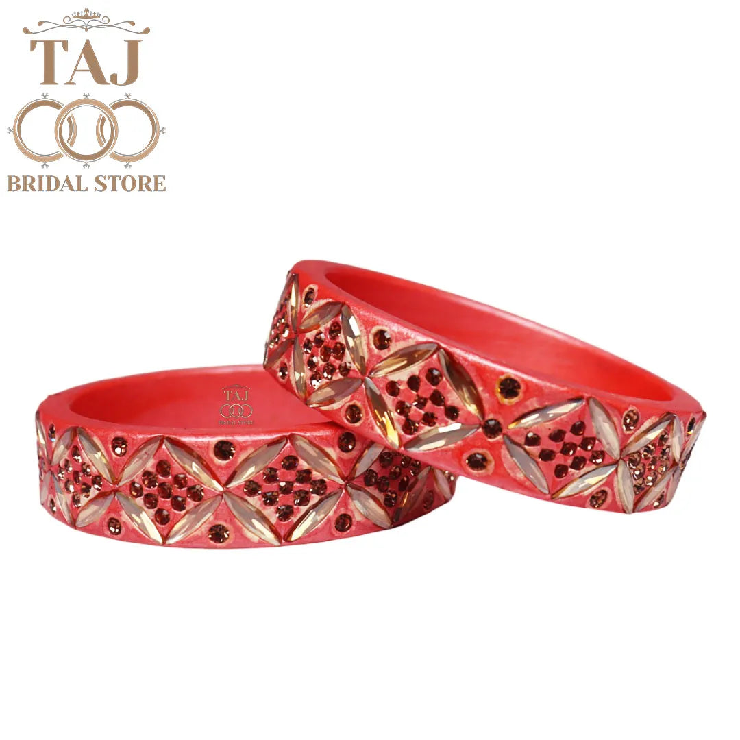 Traditional Rajasthani Lac Kada Bangles with Kundan and Rhinestones