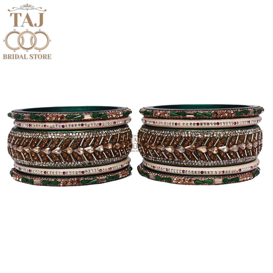 Women Lac Short Bangles Set With Latest Kundan Rhinestones Design