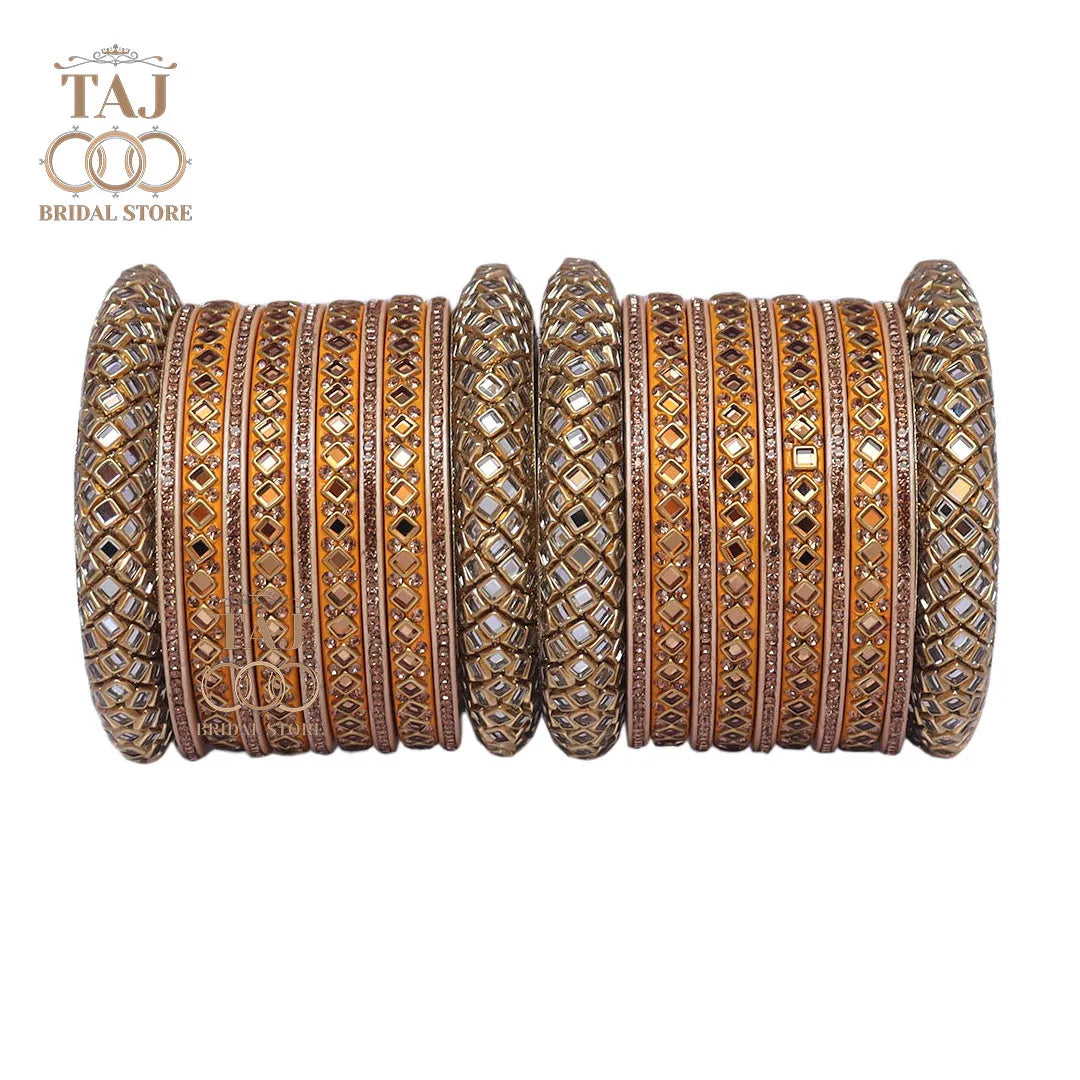 Lac Bangles for Bride with Beautiful Kundan Design Taj Bridal Store