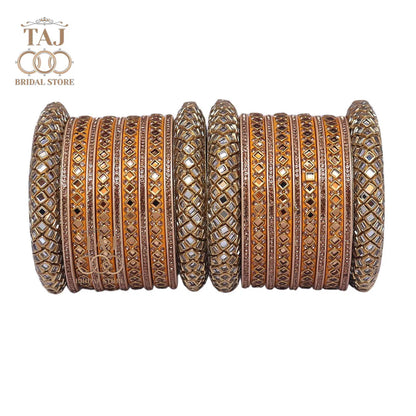 Lac Bangles for Bride with Beautiful Kundan Design Taj Bridal Store