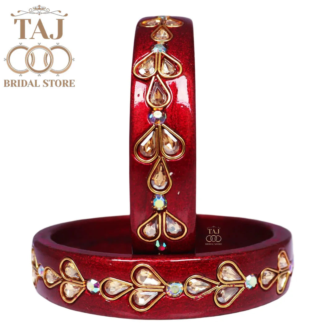 Designer Lac Kada Bangles with Exquisite Kundan Work (Set of 2)