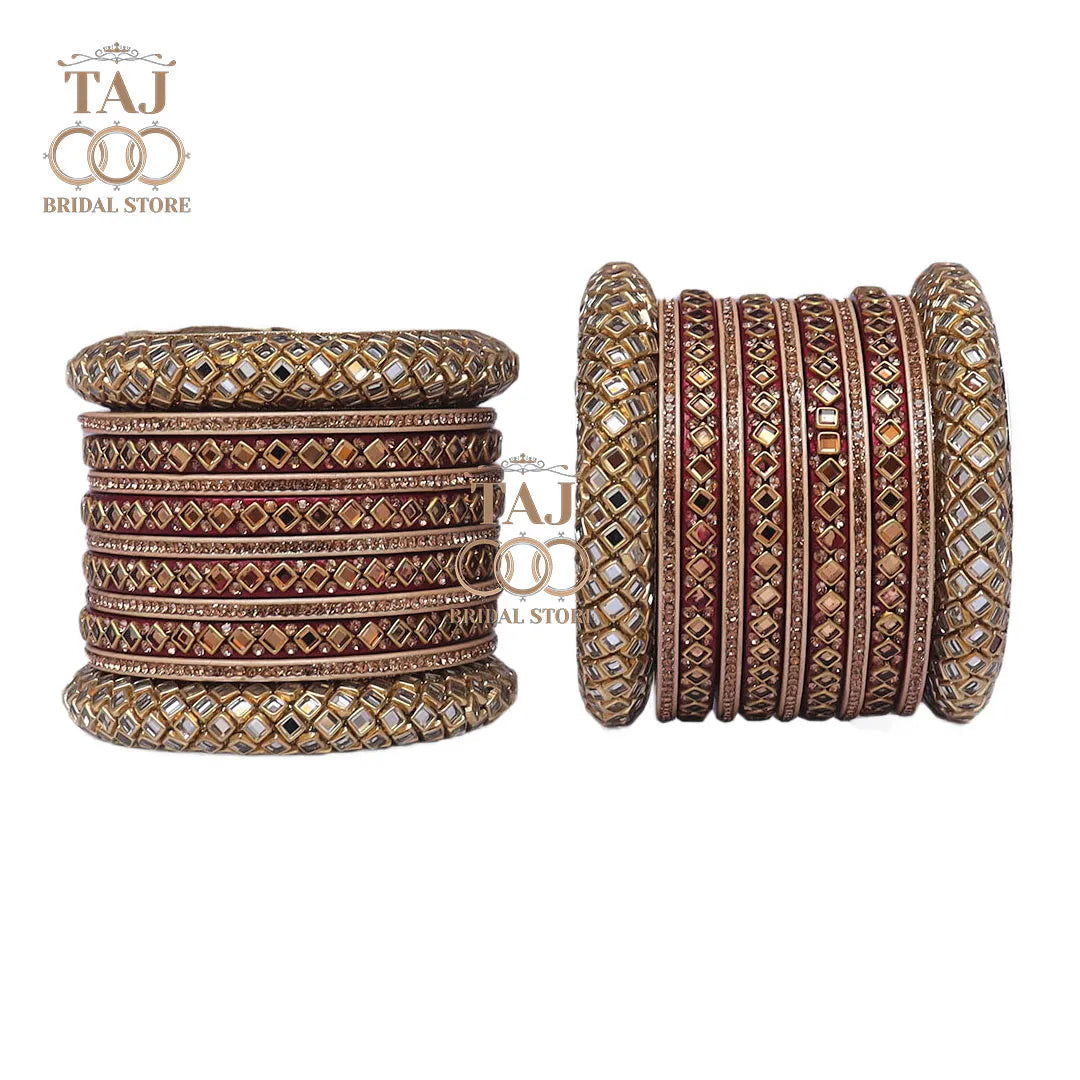 Lac Bangles for Bride with Beautiful Kundan Design Taj Bridal Store