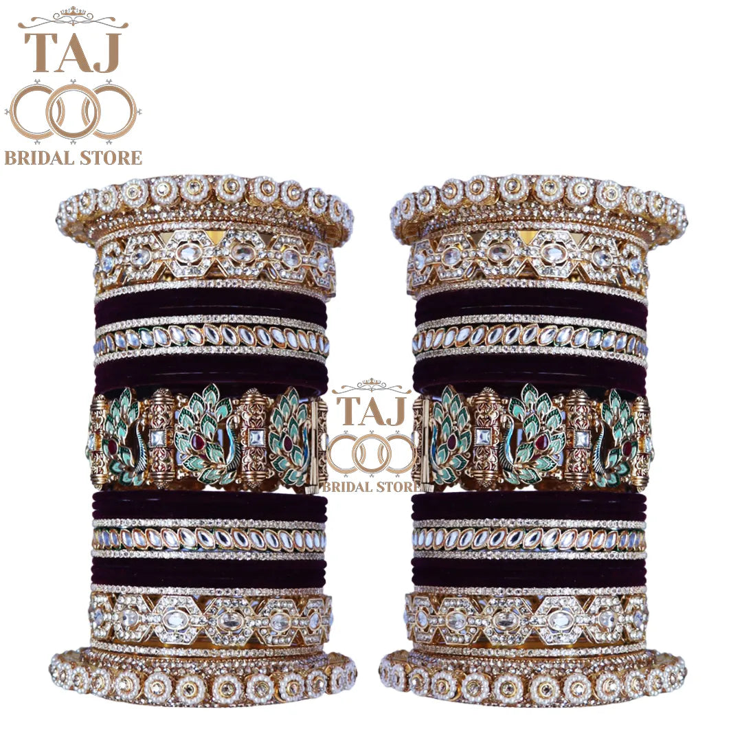 Royal Rajwadi Bridal Bangle Set with Beautiful Peacock Motifs