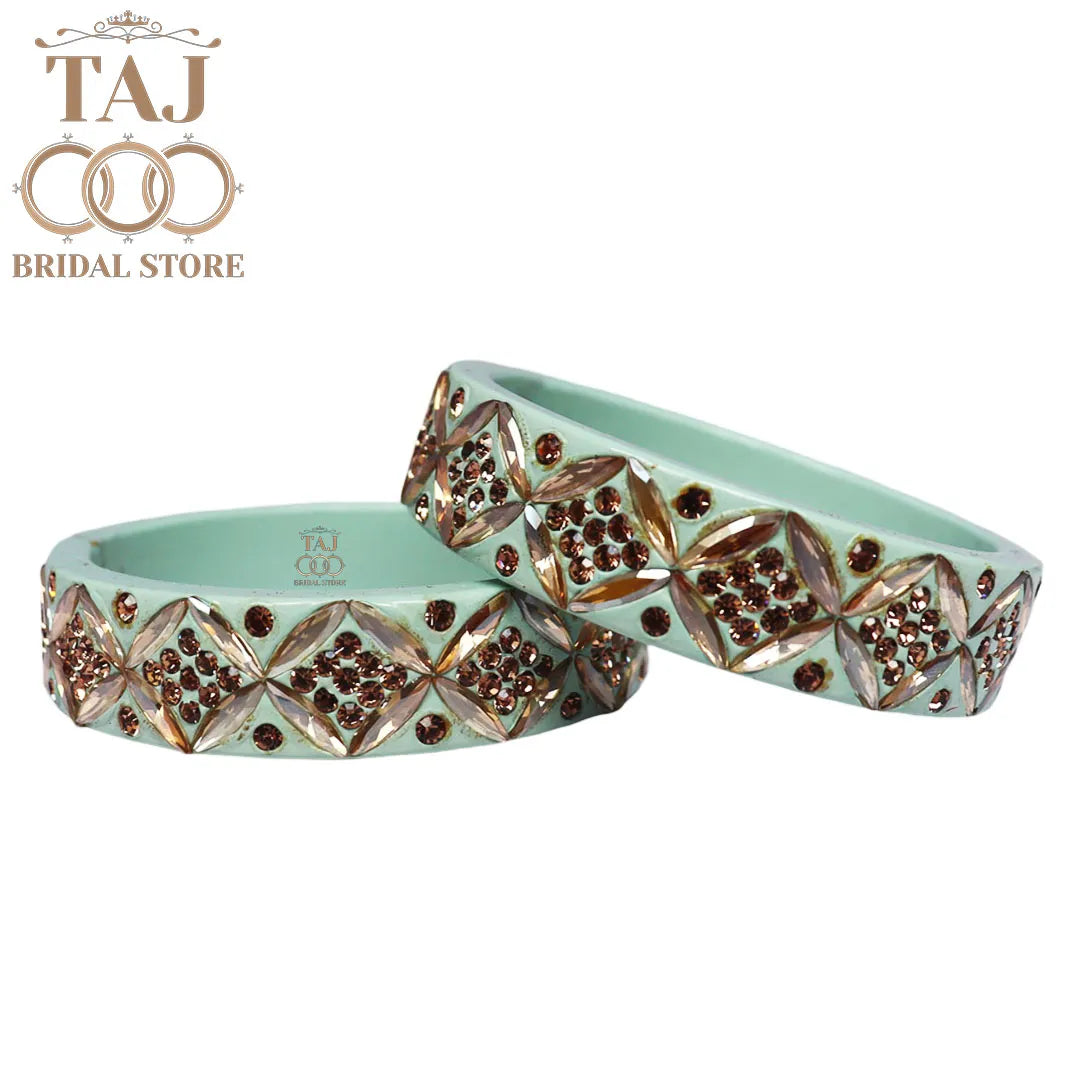 Traditional Rajasthani Lac Kada Bangles with Kundan and Rhinestones