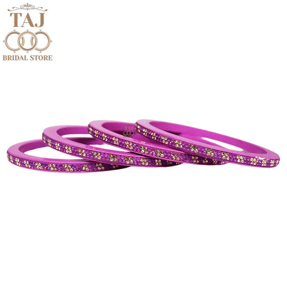 Designer Lac Bangles Set in Latest Traditional Rhinestones Design